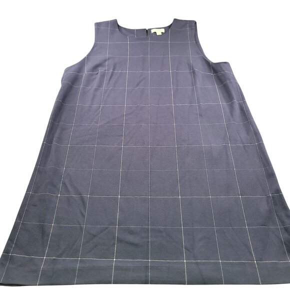 ON 34TH Navy Pinstripe Windowpane Sleeveless Shift Dress XL Keyhole - Picture 2 of 11